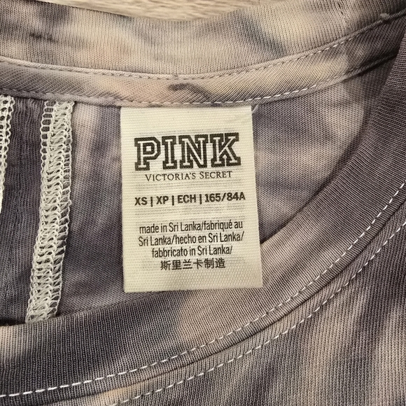 Victorias Secret PINK T Shirt Womens XSmall Tie Dye Gray Long Sleeve Open Back. - Picture 9 of 13